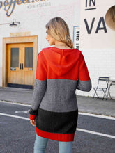 Load image into Gallery viewer, Color Block Open Front Hooded Cardigan