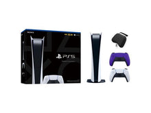 Load image into Gallery viewer, PlayStation 5 Digital Edition with Two Controllers White and Galactic Purple DualSense and Mytrix Hard Shell Protective Controller Case