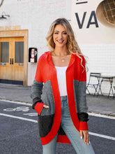 Load image into Gallery viewer, Color Block Open Front Hooded Cardigan