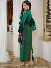 Load image into Gallery viewer, Tie Front Collared Neck Long Sleeve Dress