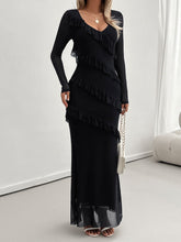 Load image into Gallery viewer, Devine Ruffled Surplice Long Sleeve Maxi Dress