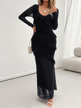 Load image into Gallery viewer, Devine Ruffled Surplice Long Sleeve Maxi Dress