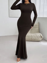 Load image into Gallery viewer, Devine Backless Round Neck Long Sleeve Maxi Dress