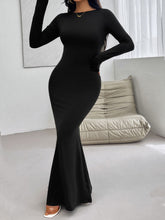 Load image into Gallery viewer, Devine Backless Round Neck Long Sleeve Maxi Dress