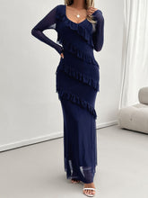 Load image into Gallery viewer, Devine Ruffled Surplice Long Sleeve Maxi Dress