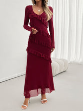 Load image into Gallery viewer, Devine Ruffled Surplice Long Sleeve Maxi Dress