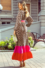 Load image into Gallery viewer, Leopard V-Neck Long Sleeve Maxi Dress
