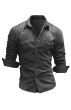 Load image into Gallery viewer, Spring-Summer Polyester Lapel Collar Solid Men&#39;s Shirt