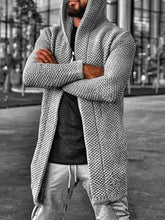 Load image into Gallery viewer, Men&#39;s hooded long sleeve knitted sweater cardigan