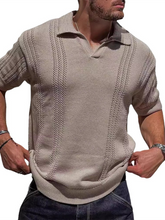 Load image into Gallery viewer, Men&#39;s Knitted POLO Shirt Short Sleeve V-Neck Loose Solid Color Top