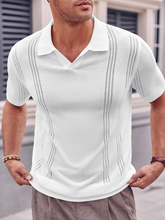 Load image into Gallery viewer, Men&#39;s Knitted POLO Shirt Short Sleeve V-Neck Loose Solid Color Top