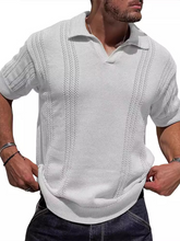 Load image into Gallery viewer, Men&#39;s Knitted POLO Shirt Short Sleeve V-Neck Loose Solid Color Top