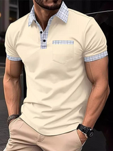 Load image into Gallery viewer, Men&#39;s Patchwork Short Sleeve Button Polo Shirt