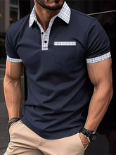 Load image into Gallery viewer, Men&#39;s Patchwork Short Sleeve Button Polo Shirt