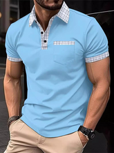 Load image into Gallery viewer, Men&#39;s Patchwork Short Sleeve Button Polo Shirt