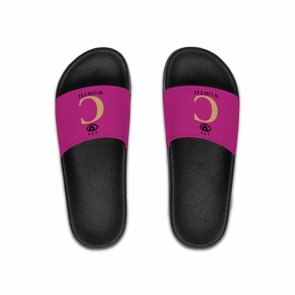 I C WORTH Men's Hot Purple Slide Sandals