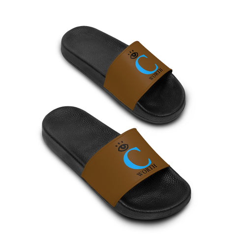 I C WORTH Women's Brown Slide Sandals