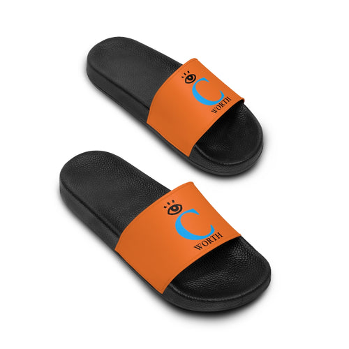 I C WORTH Women's Texas Orange Slide Sandals