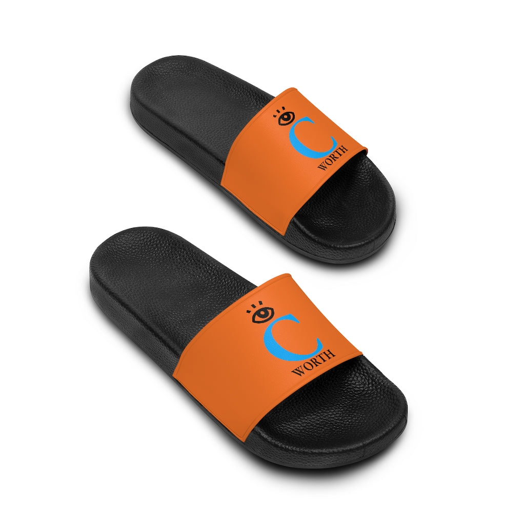I C WORTH Women's Texas Orange Slide Sandals