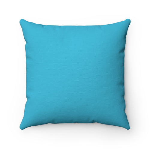 Spun Polyester Square Aqua Pillow