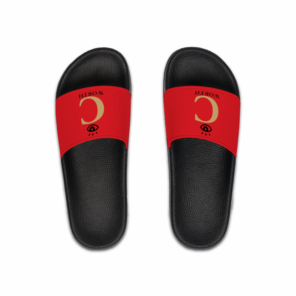 I C WORTH Men's Red Slide Sandals