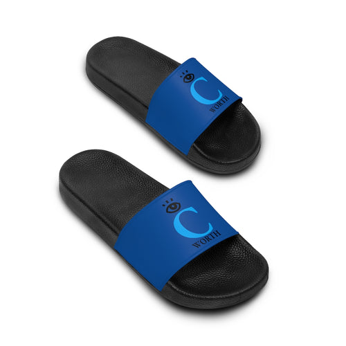 I C WORTH Women's Blue Slide Sandals