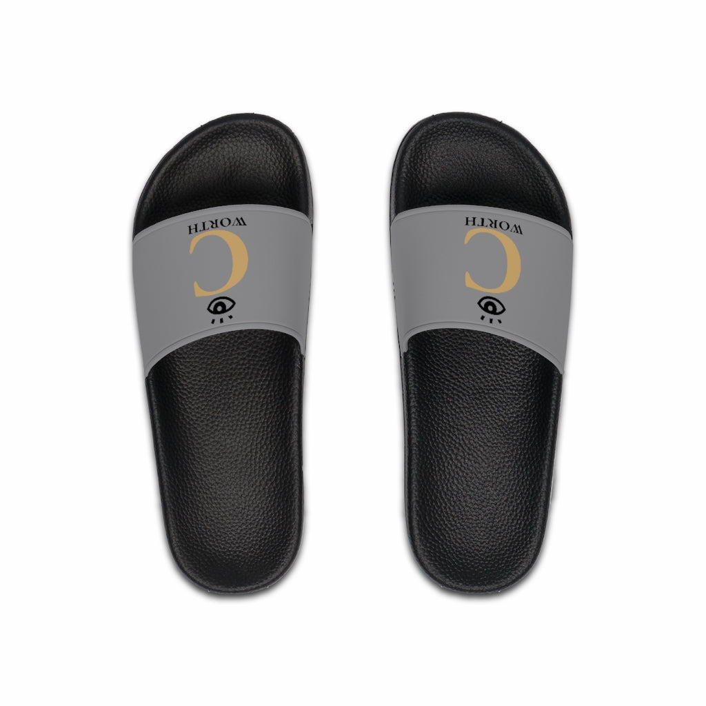 I C WORTH Men's Grey Slide Sandals