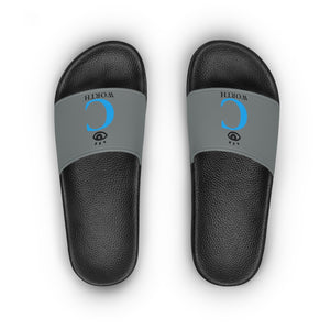 I C WORTH Women's Dark Grey Slide Sandals