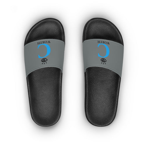 I C WORTH Women's Dark Grey Slide Sandals