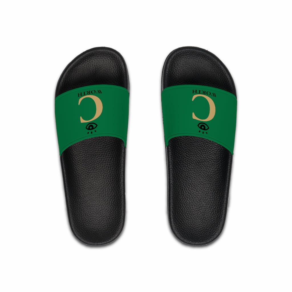 I C WORTH Men's Green Slide Sandals