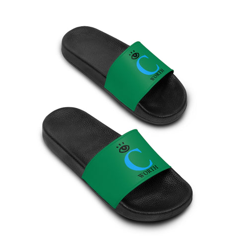 I C WORTH Women's Green Slide Sandals