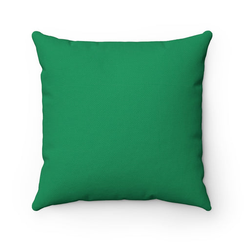 Spun Polyester Square Green Pillow