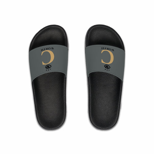 I C WORTH Men's Dark Grey Slide Sandals