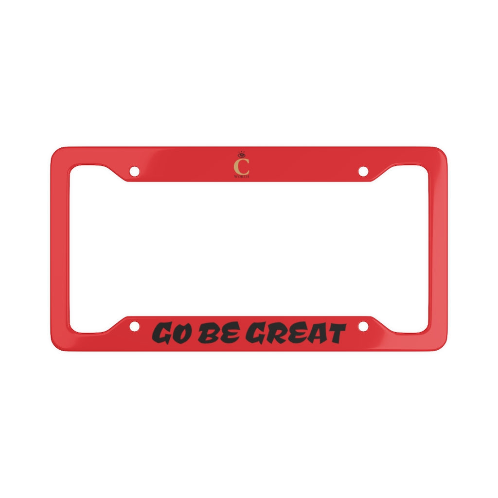 I C WORTH Red License Plate Frame