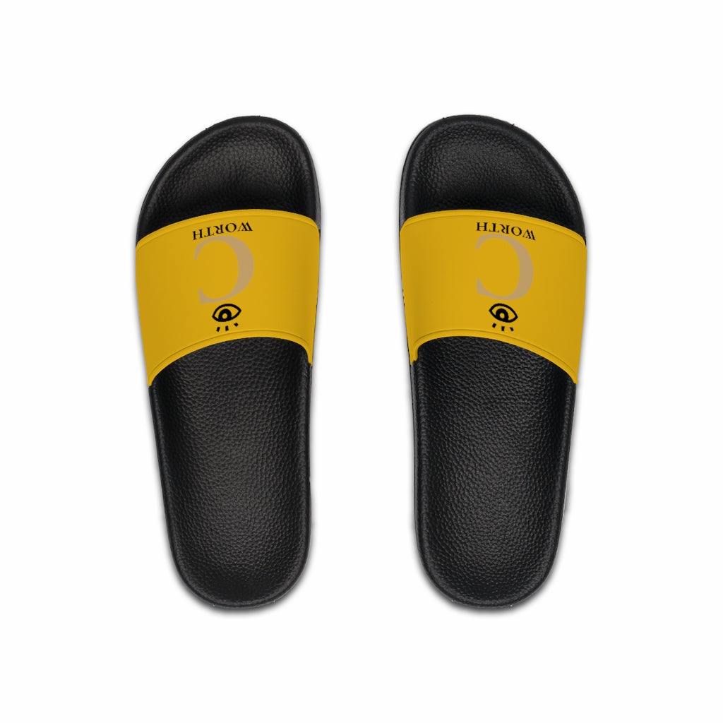 I C WORTH Men's Yellow Slide Sandals