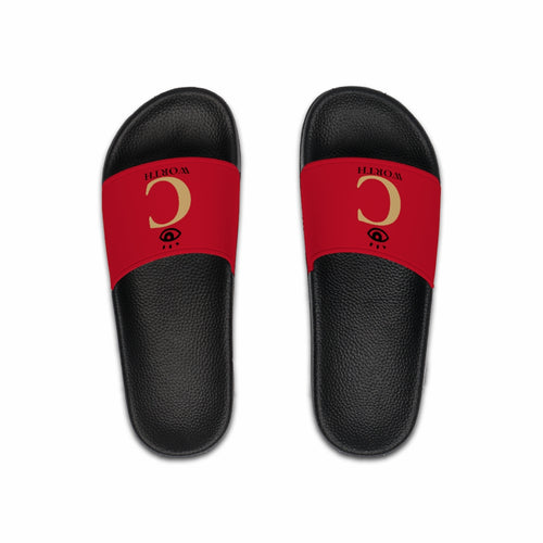 I C WORTH Men's Dark Red Slide Sandals