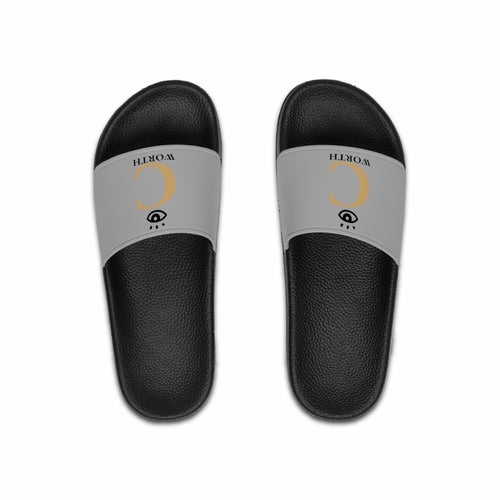 I C WORTH Men's Light Grey Slide Sandals