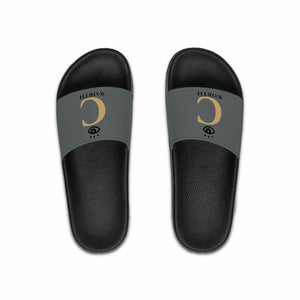 I C WORTH Men's Dark Grey Slide Sandals