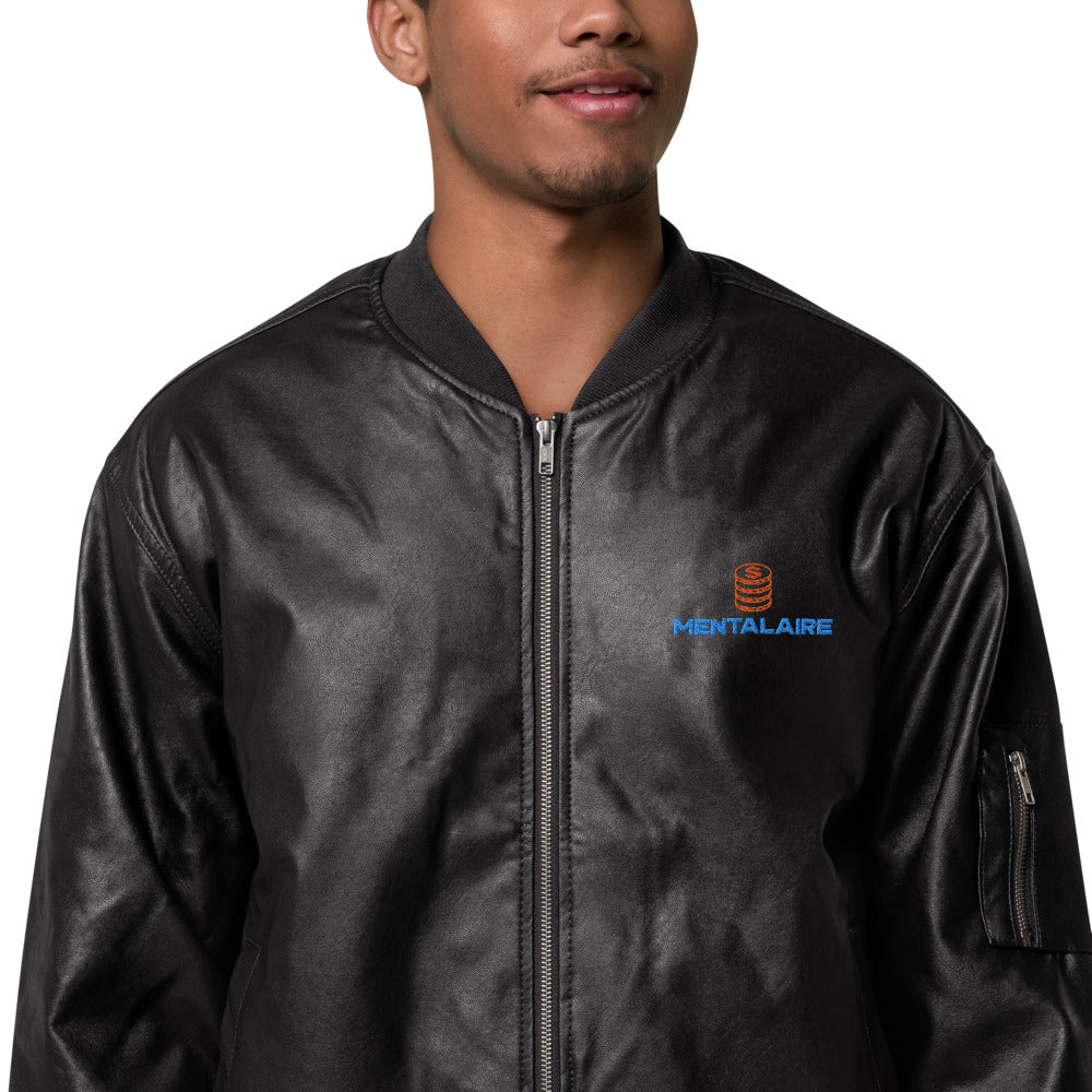 MENTALAIRE Unisex Leather Bomber Jacket