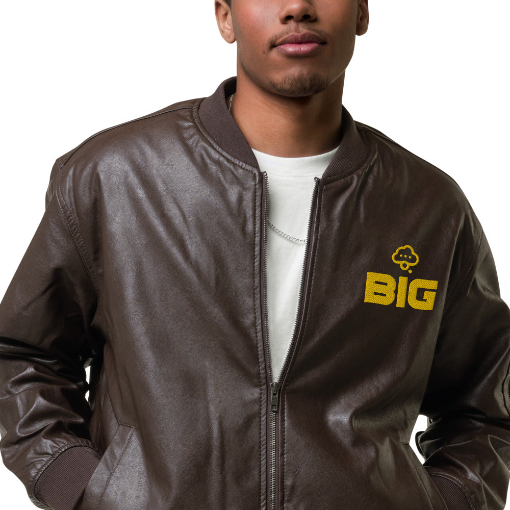 Big and tall leather clearance bomber jacket