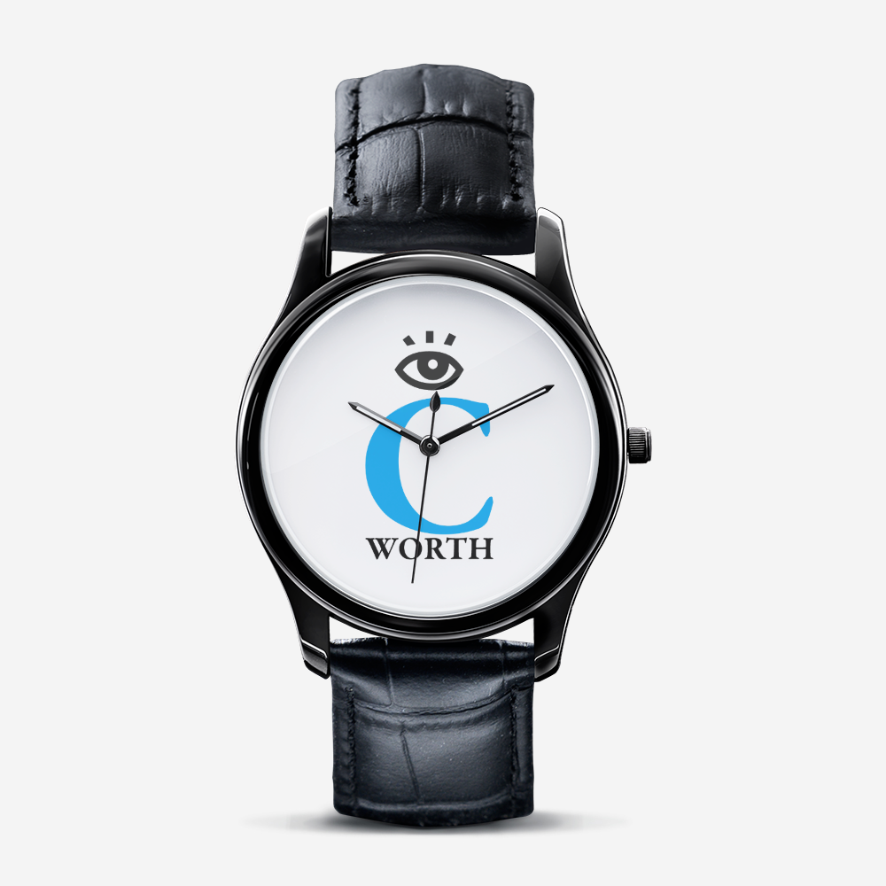I C WORTH Classic Fashion Unisex Print Black Quartz Watch