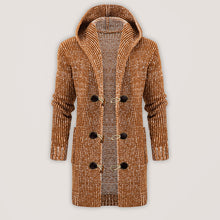 Load image into Gallery viewer, Men&#39;s Mid Length Hooded Knit Cardigan Horn Buckle Hooded Long Sweater