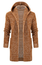 Load image into Gallery viewer, Men&#39;s Mid Length Hooded Knit Cardigan Horn Buckle Hooded Long Sweater