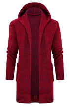 Load image into Gallery viewer, Men&#39;s Mid Length Hooded Knit Cardigan Horn Buckle Hooded Long Sweater