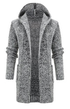 Load image into Gallery viewer, Men&#39;s Mid Length Hooded Knit Cardigan Horn Buckle Hooded Long Sweater