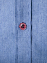 Load image into Gallery viewer, Men&#39;s Casual Shirt Pocket Patch Leather Long Sleeve Shirt Denim Shirt