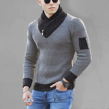 Load image into Gallery viewer, British Plus Size Men&#39;s Sweater Pullover Long Sleeve Scarf Turtleneck Men&#39;s Knitwear