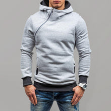 Load image into Gallery viewer, Men&#39;s diagonal zipper solid color long-sleeved hoodie