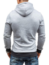 Load image into Gallery viewer, Men&#39;s diagonal zipper solid color long-sleeved hoodie