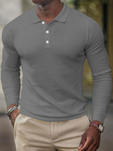 Load image into Gallery viewer, Men&#39;s solid-color button-down long-sleeve polo shirt